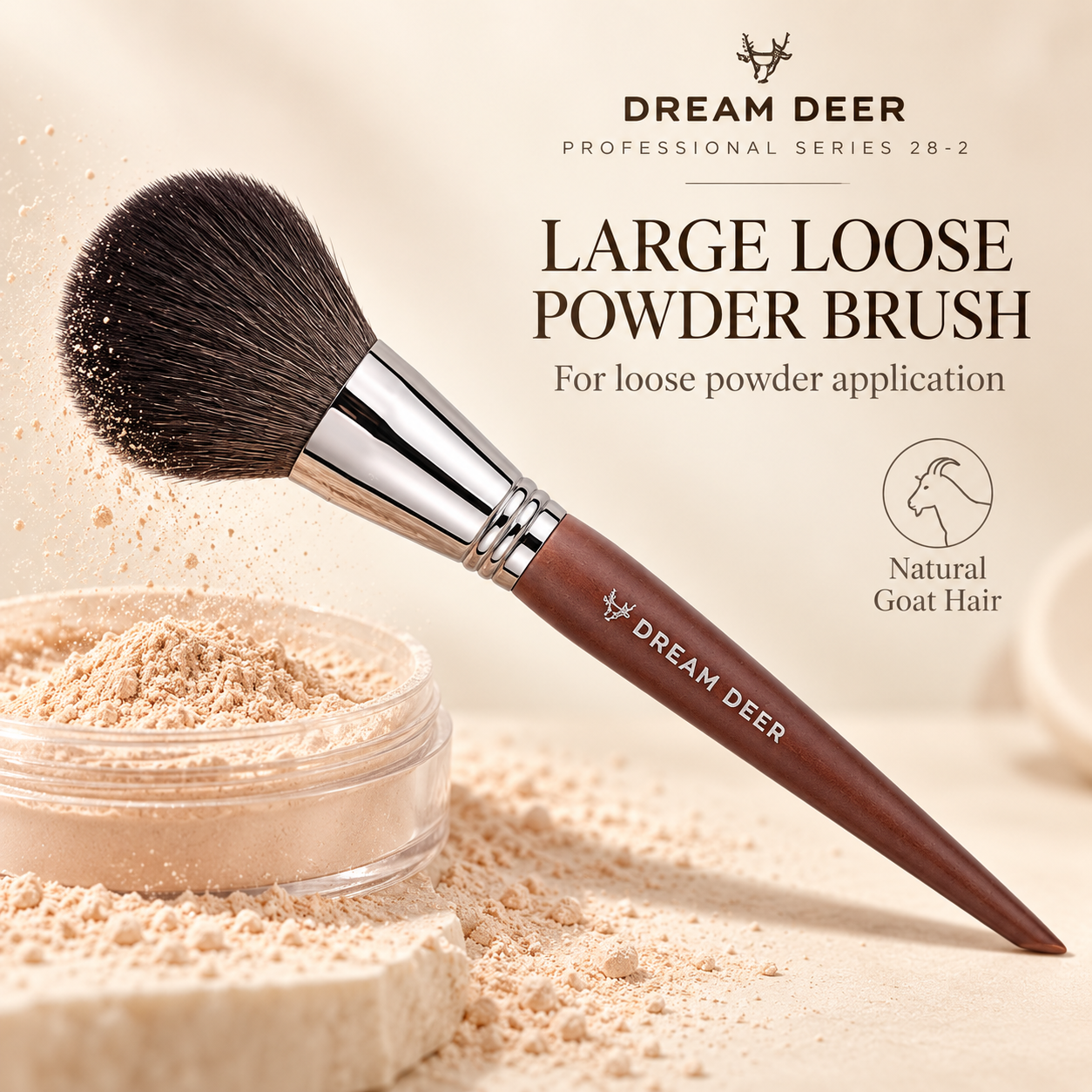 Dream Deer Large Loose Powder Brush — Professional Series 28-2 — application