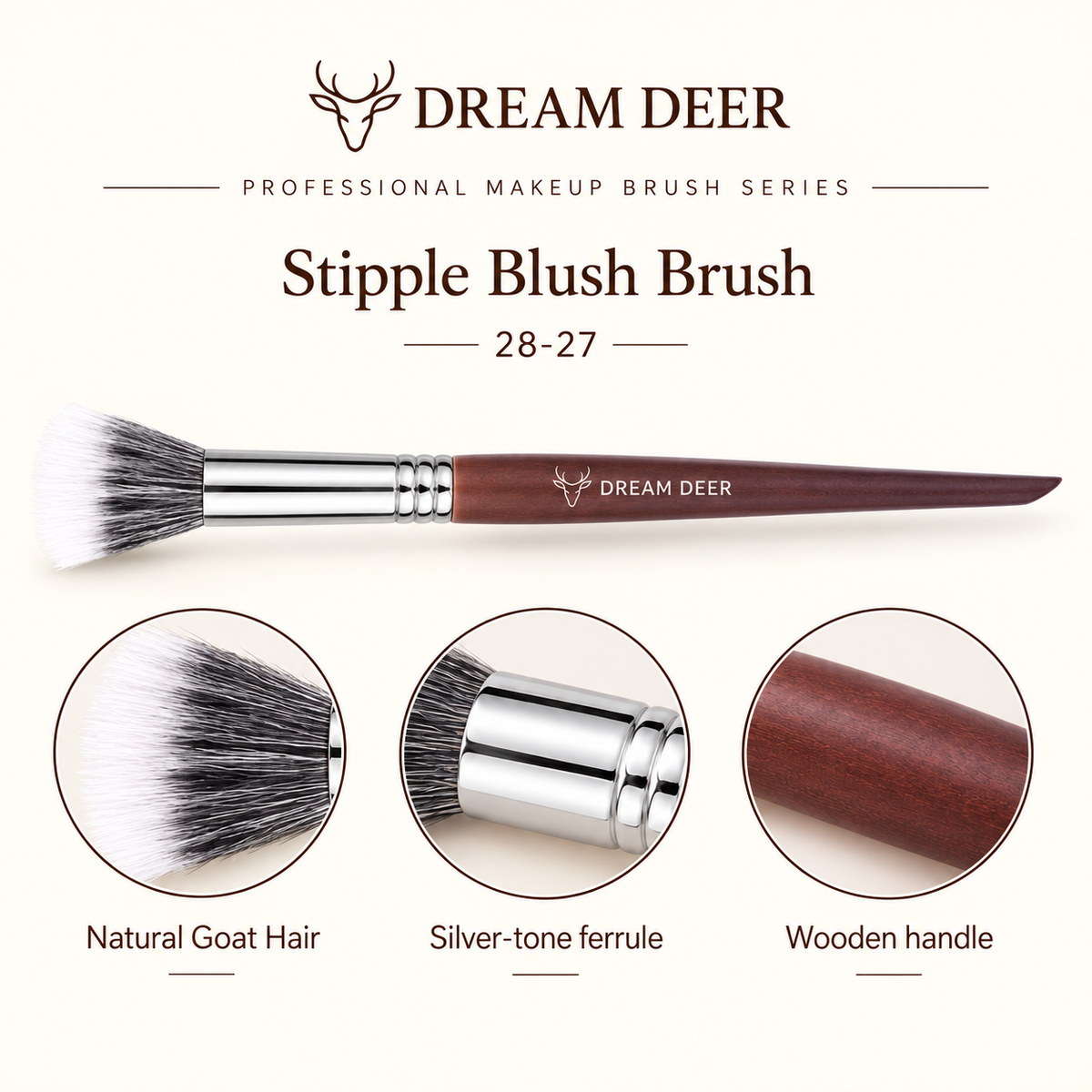 Dream Deer Stipple Blush Brush — Professional Series 28-27 — material details