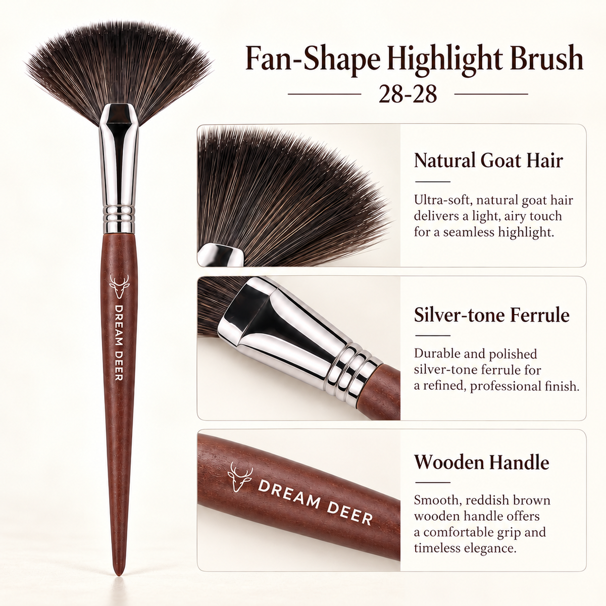 Dream Deer Fan-Shape Highlight Brush — Professional Series 28-28 — material details