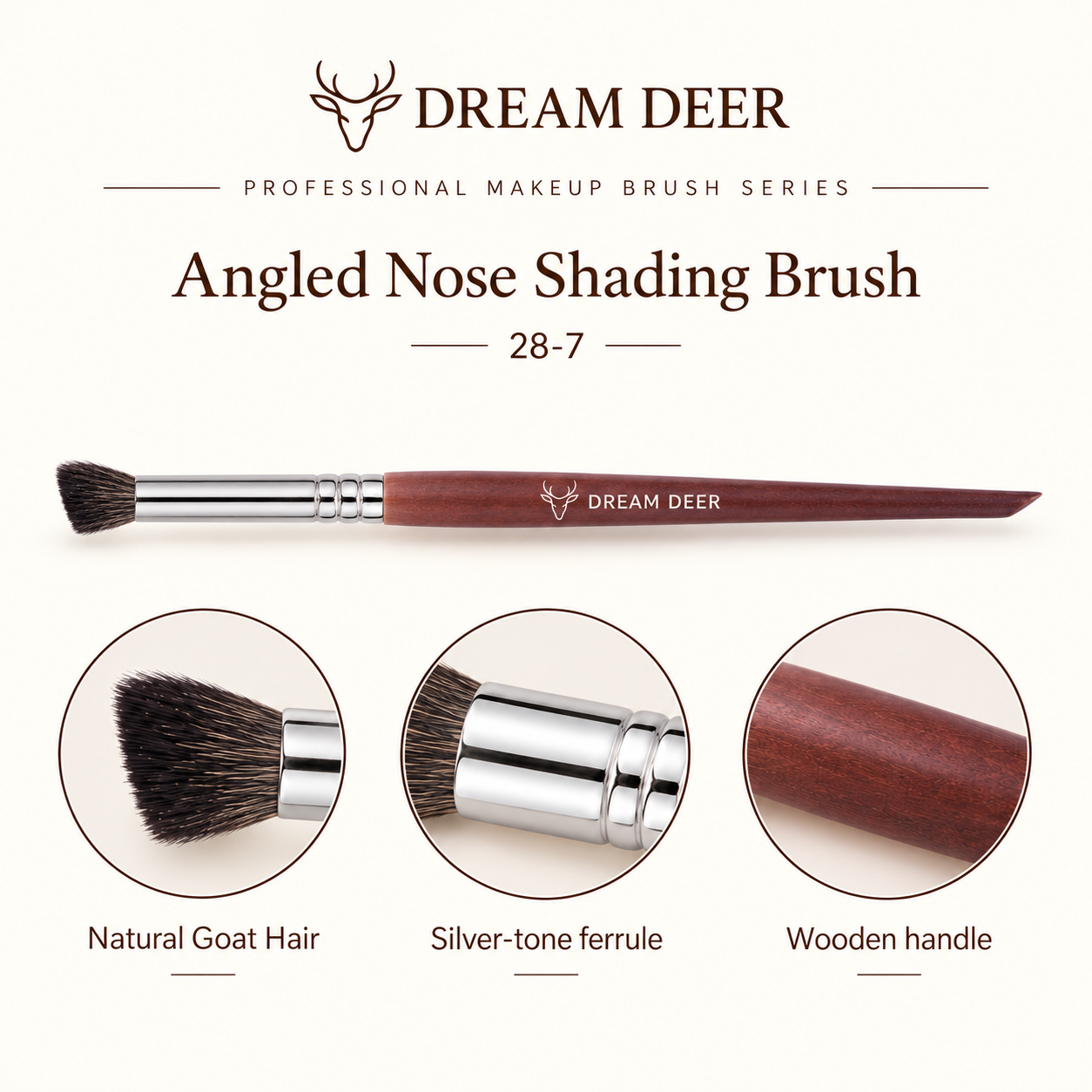 Dream Deer Angled Nose Shading Brush — Professional Series 28-7 — material details