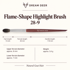 Dream Deer Flame-Shape Highlight Brush — Professional Series 28-9 — measurements