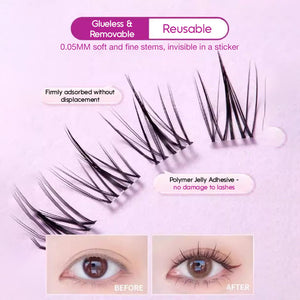 FLORTTE Glue-Free False Eyelashes 花洛莉亚自粘免胶假睫毛分段式