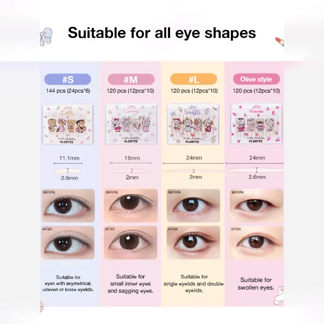 FLORTTE X Mikko Invisible Natural Double Eyelid Tape 花洛莉亚 X Mikko 联名款隐形自然双眼皮贴