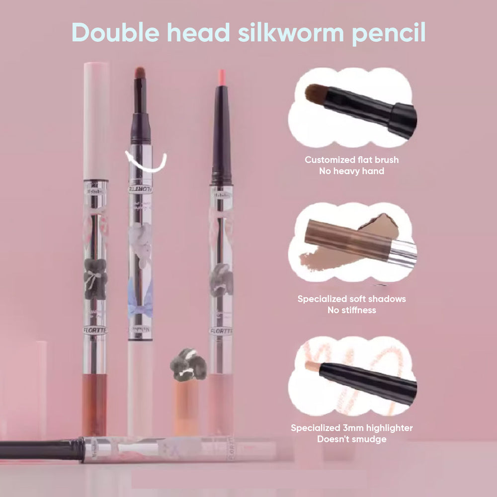 FLORTTE Princess Double-Headed Silkworm Eyeshadow Pen 花洛莉亚怦怦公主双头卧蚕笔 阴影笔眼线笔下至高光