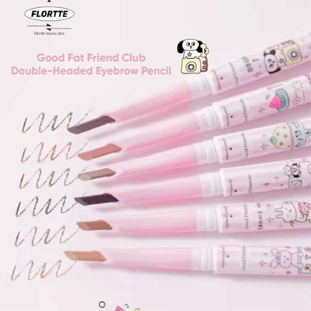 FLORTTE Good Fat Friend Club Double-Headed Eyebrow Pencil 花洛莉亚好胖友双头染眉膏刀峰眉笔