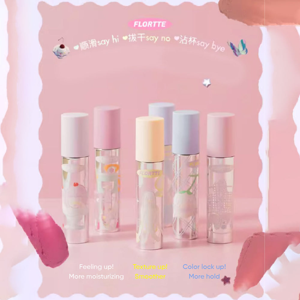 FLORTTE Wackky Girls Dorm Lip Cream Matte Lipstick 花洛莉亚女生宿舍系列奶糕唇霜 雾面哑光口红唇泥