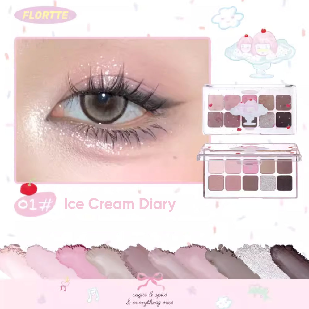 FLORTTE Wackky Girls Dorm 10 Colour Eyeshadow Palette 花洛莉亚女生宿舍系列十色眼影盘 新手日常珠光哑光