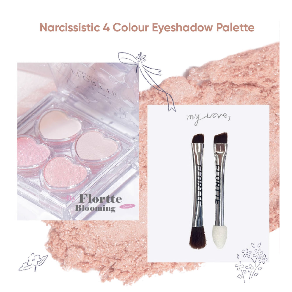 FLORTTE Narcissistic 4 Colour Eyeshadow Palette 花洛莉亚自恋系列四色眼影盘 卧蚕下至眼线多用盘