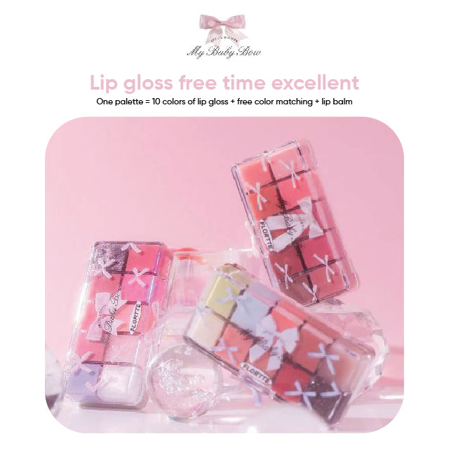 FLORTTE Princess 10 Color Lip Glaze Palette Lipstick 花洛莉亚怦怦公主十色调色唇冻盘口红唇釉