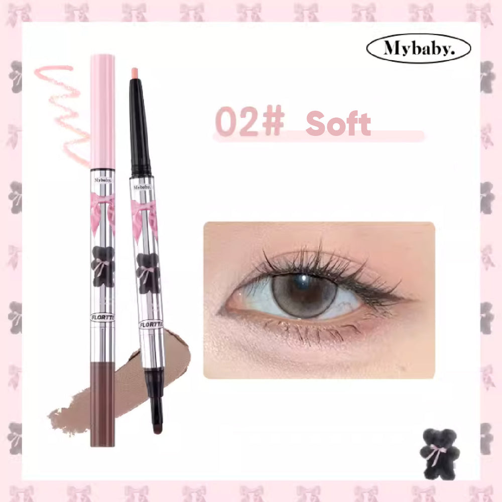 FLORTTE Princess Double-Headed Silkworm Eyeshadow Pen 花洛莉亚怦怦公主双头卧蚕笔 阴影笔眼线笔下至高光