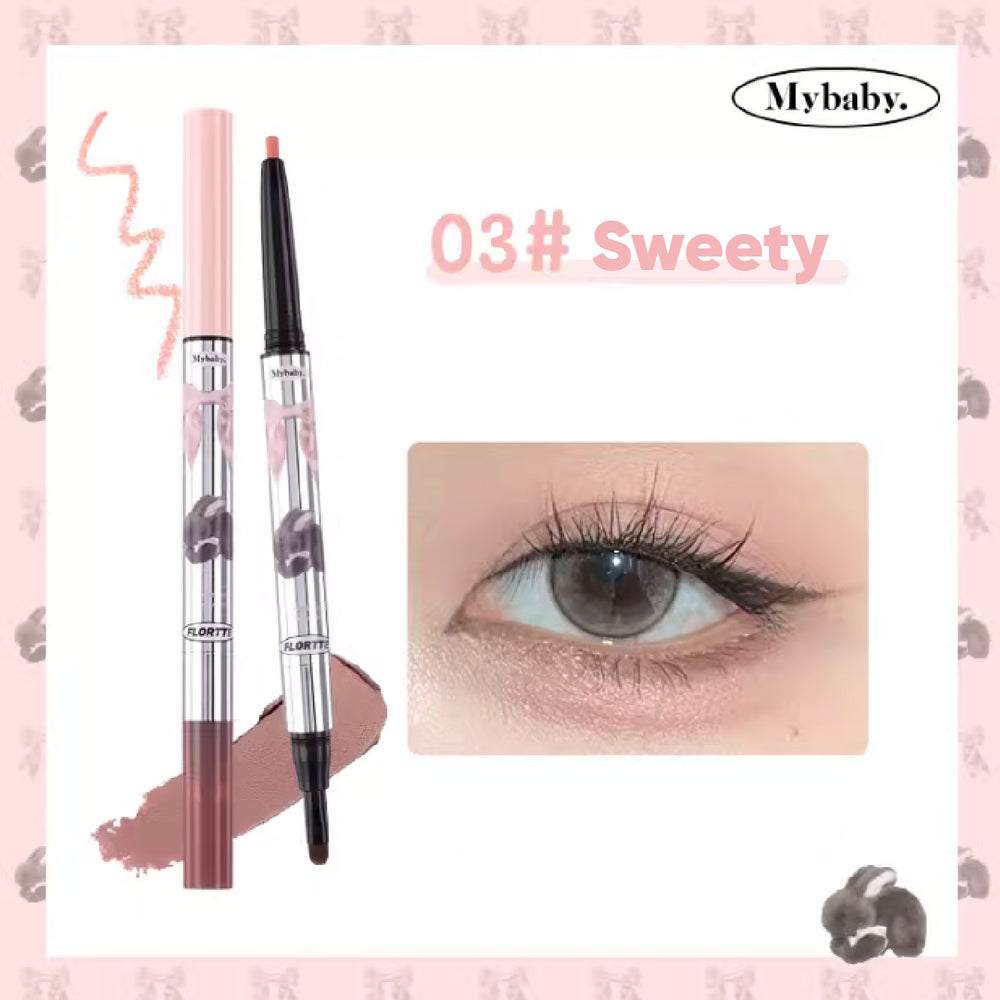 FLORTTE Princess Double-Headed Silkworm Eyeshadow Pen 花洛莉亚怦怦公主双头卧蚕笔 阴影笔眼线笔下至高光