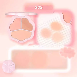 GOGO TALES Among Flowers Pink Mist 3 Color Powder Blusher Gogotales 戈戈舞三色腮红盘膨胀收缩色 哑光腮红