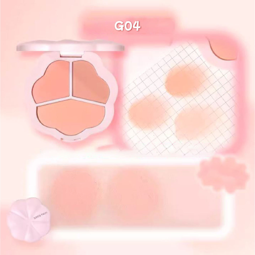 GOGO TALES Among Flowers Pink Mist 3 Color Powder Blusher Gogotales 戈戈舞三色腮红盘膨胀收缩色 哑光腮红