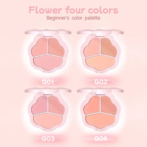 GOGO TALES Among Flowers Pink Mist 3 Color Powder Blusher Gogotales 戈戈舞三色腮红盘膨胀收缩色 哑光腮红