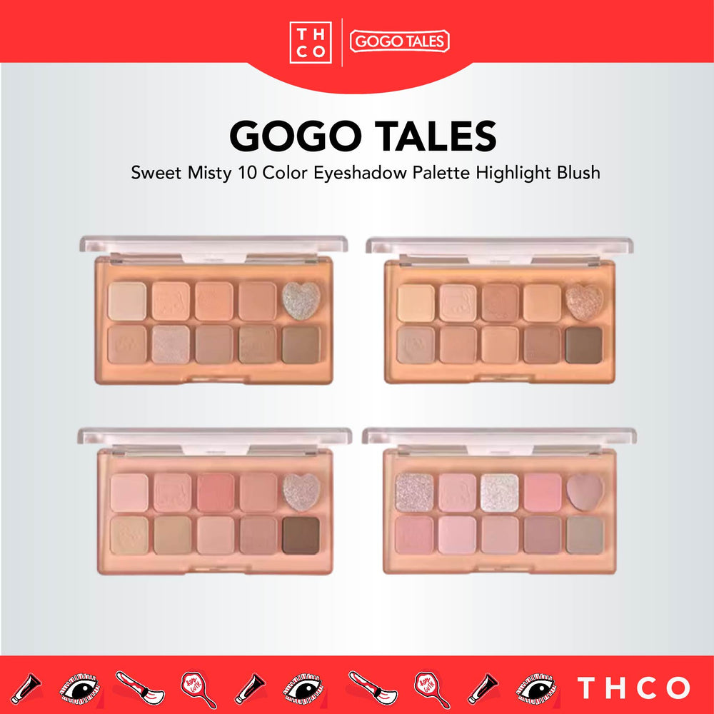 GOGO TALES Sweet Misty 10 Color Eyeshadow Palette Highlight Blush Gogotales 戈戈舞甜心朦雾十色眼影盘 腮红高光一体盘