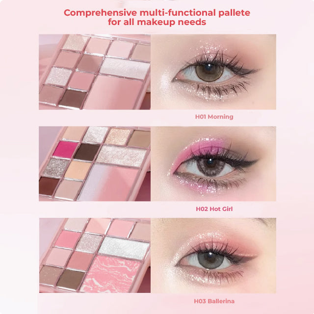 HOLD LIVE Floral Pink Mist Eyeshadow Paris Garden 12 Color Eyeshadow Holdlive 花漾粉雾综合粉盘 巴黎花园升级12色大眼影盘