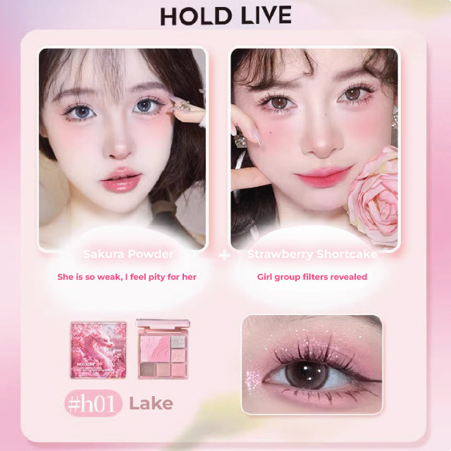 HOLD LIVE Pink Mist Dream Eyeshadow Holdlive 粉雾梦境腮红眼影盘 多色一体综合盘大地色粉色眼影