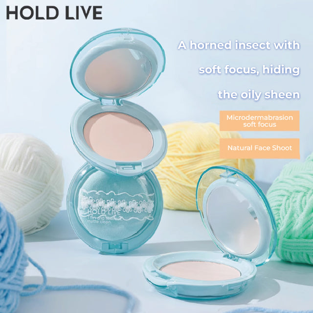 HOLD LIVE Light Feather Soft Focus Pressed Setting Powder Holdlive 轻羽柔焦定妆粉饼 持久控油蓝色提亮