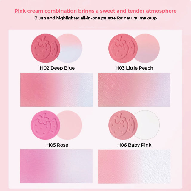 HOLD LIVE Peng Peng Matte Blush Highlight Double-Layer Blusher Holdlive 嘭嘭雾感腮红高光粉盘 双层腮红膏泥收缩膨胀色