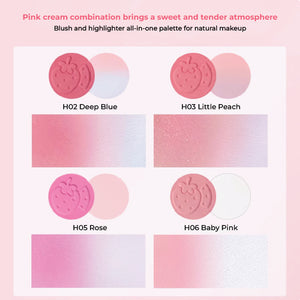 HOLD LIVE Peng Peng Matte Blush Highlight Double-Layer Blusher Holdlive 嘭嘭雾感腮红高光粉盘 双层腮红膏泥收缩膨胀色