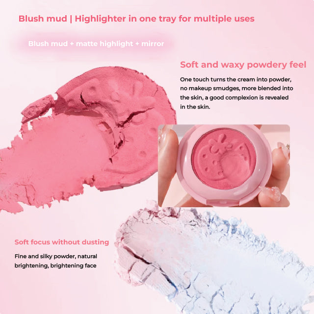 HOLD LIVE Peng Peng Matte Blush Highlight Double-Layer Blusher Holdlive 嘭嘭雾感腮红高光粉盘 双层腮红膏泥收缩膨胀色