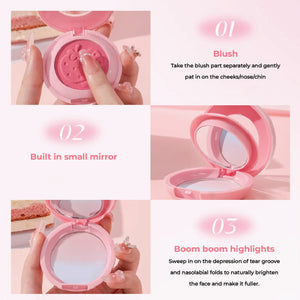 HOLD LIVE Peng Peng Matte Blush Highlight Double-Layer Blusher Holdlive 嘭嘭雾感腮红高光粉盘 双层腮红膏泥收缩膨胀色