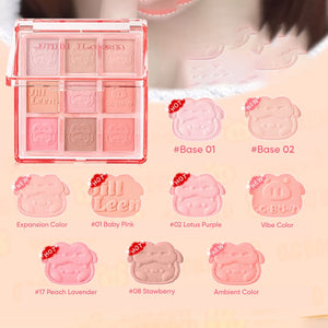 Jill Leen GG BOND 9 Color Blush Palette Jillleen 猪猪侠九色腮红盘缤纷柔雾腮红 膨胀氛围收缩色