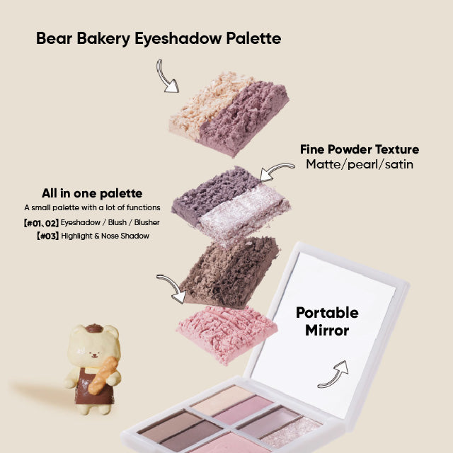 LEEMEMBER Bear Bakery Eyeshadow Palette Li Meng 荔萌小熊烘焙眼影腮红多用盘