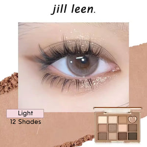 JILL LEEN Pretty & Beauty 12 Shades Eyeshadow Palette Jillleen 12色哑光奶茶眼影盘