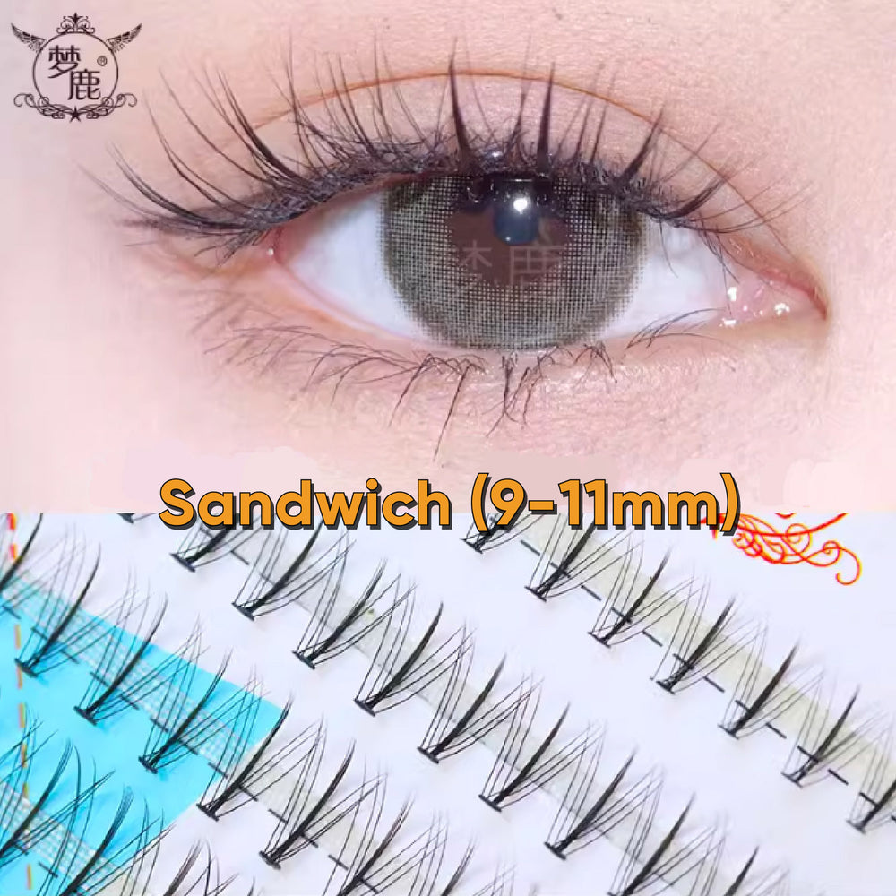 DREAM DEER Single Cluster Segmented Natural False Eyelashes Fake Eyelash 梦鹿单簇分段式假睫毛 单根自然鱼尾小恶魔  懒人三部曲