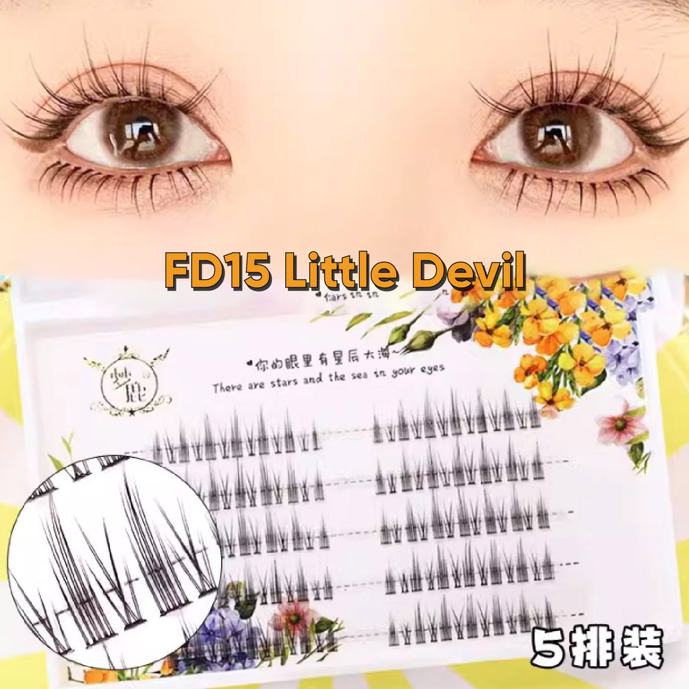 DREAM DEER Single Cluster Segmented Natural False Eyelashes Fake Eyelash 梦鹿单簇分段式假睫毛 单根自然鱼尾小恶魔 懒人三部曲