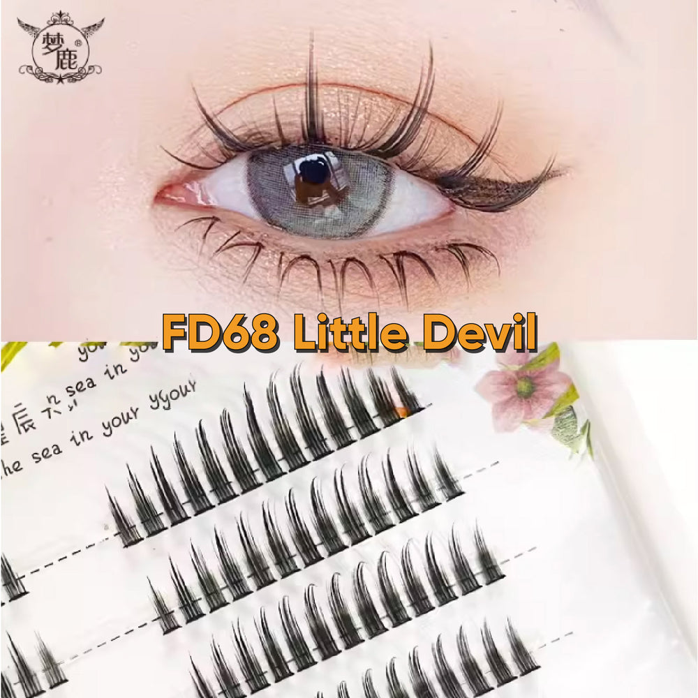 DREAM DEER Single Cluster Segmented Natural False Eyelashes Fake Eyelash 梦鹿单簇分段式假睫毛 单根自然鱼尾小恶魔 懒人三部曲