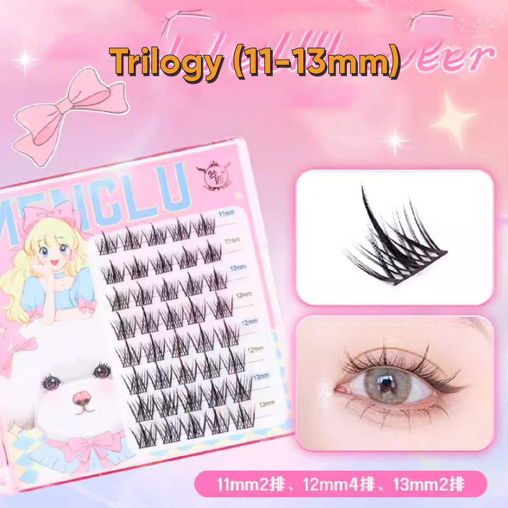 DREAM DEER Single Cluster Segmented Natural False Eyelashes Fake Eyelash 梦鹿单簇分段式假睫毛 单根自然鱼尾小恶魔 懒人三部曲