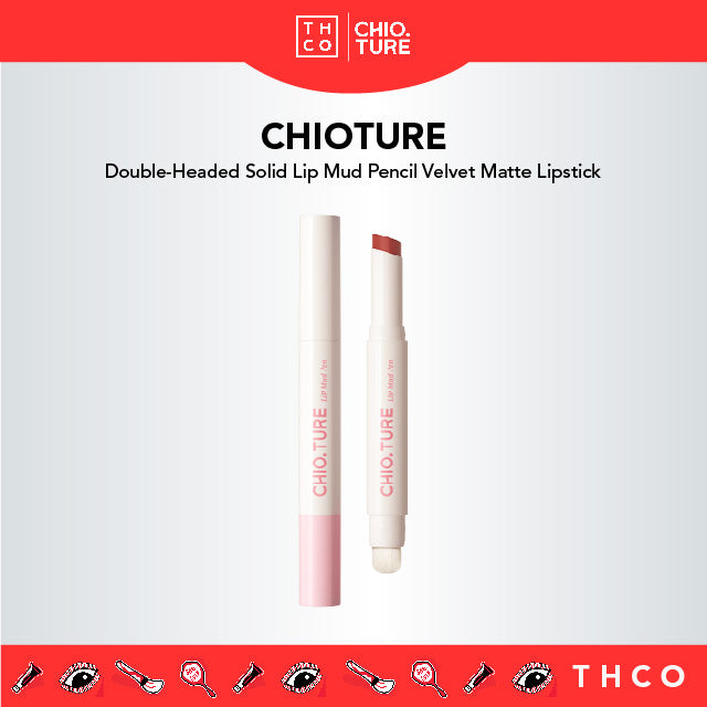 CHIOTURE Double-Headed Solid Lip Mud Pencil Velvet Matte Lipstick Chio ture 稚优泉双头固体唇泥笔 丝绒雾面哑光唇刷唇釉