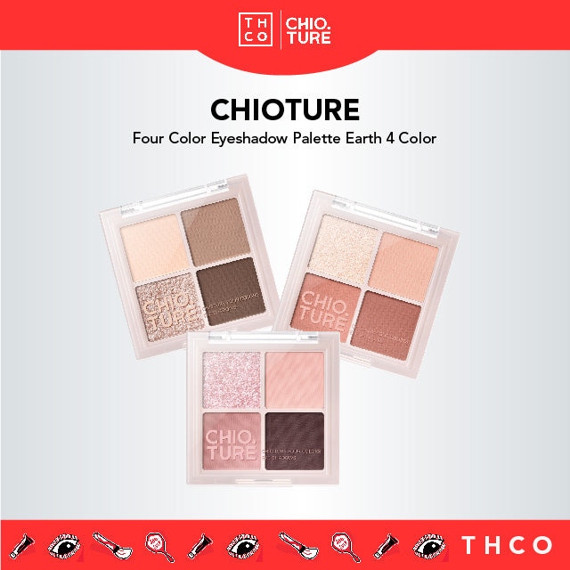 CHIOTURE Four Color Eyeshadow Palette Earth 4 Color Chio ture 稚优泉质感四色眼影盘 综合盘大地色亮片哑光