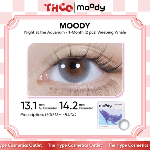 MOODY Night at the Aquarium - 1-Month (2 pcs) Weeping Whale MOODY美瞳月抛水族馆彩色隐形近视眼镜落泪蓝鲸