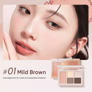 CHIOTURE 5 Color Eyeshadow Palette Blush Highlighter Chio ture 稚优泉五色眼影腮红盘 大地色珠光哑光日常淡妆