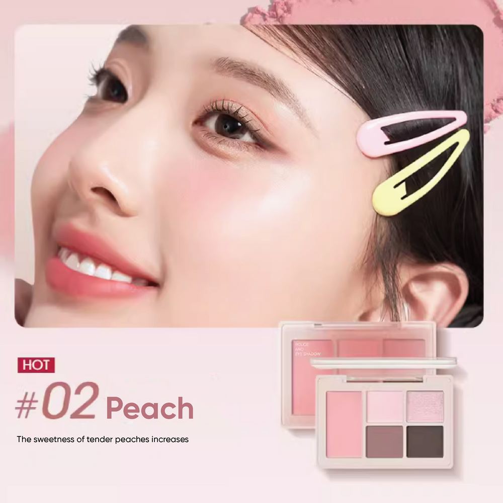 CHIOTURE 5 Color Eyeshadow Palette Blush Highlighter Chio ture 稚优泉五色眼影腮红盘 大地色珠光哑光日常淡妆