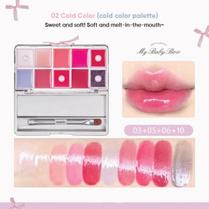 FLORTTE Princess 10 Color Lip Glaze Palette Lipstick 花洛莉亚怦怦公主十色调色唇冻盘口红唇釉