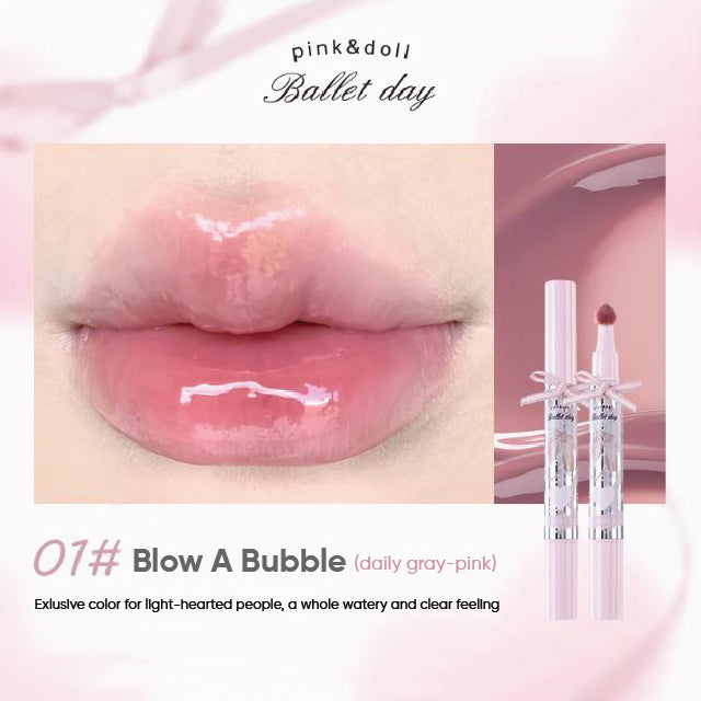 FLORTTE Little Bow Lip Gloss Glaze Lipstick 花洛莉亚小蝴蝶结成膜唇蜜 不沾杯唇釉口红