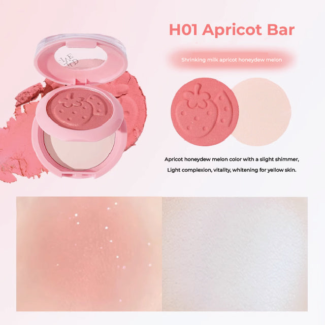 HOLD LIVE Peng Peng Matte Blush Highlight Double-Layer Blusher Holdlive 嘭嘭雾感腮红高光粉盘 双层腮红膏泥收缩膨胀色