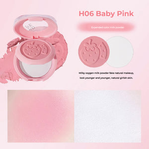 HOLD LIVE Peng Peng Matte Blush Highlight Double-Layer Blusher Holdlive 嘭嘭雾感腮红高光粉盘 双层腮红膏泥收缩膨胀色