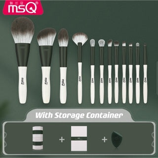 MSQ Green Glass Makeup Brush Set 魅丝蔻12支颜九绿琉璃化妆刷套装全套 (12 Pcs)