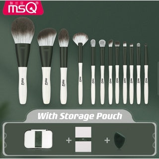 MSQ Green Glass Makeup Brush Set 魅丝蔻12支颜九绿琉璃化妆刷套装全套 (12 Pcs)