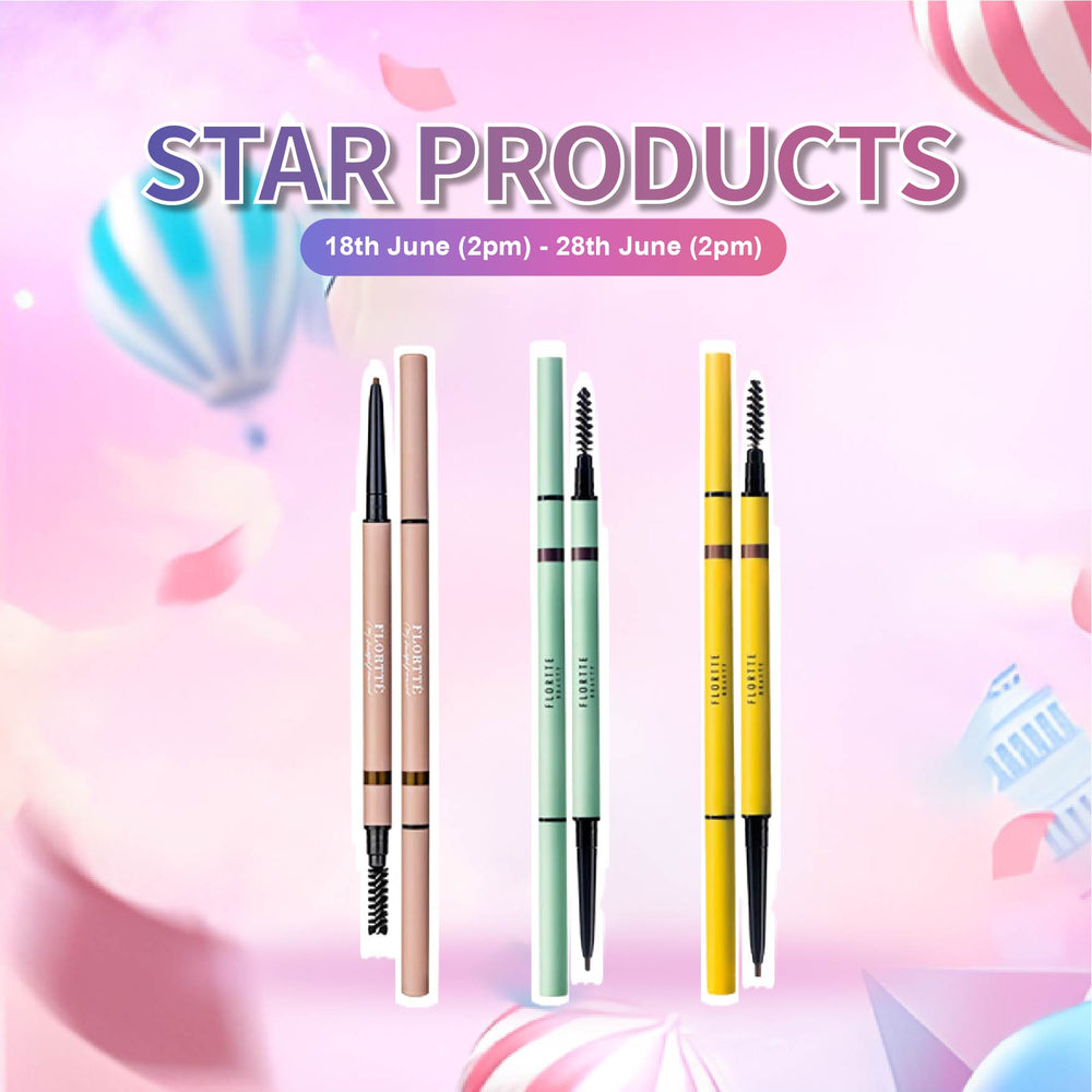 FLORTTE 2 in 1 Slim Eyebrow Pencil Flortte 旋转双头精细眉笔