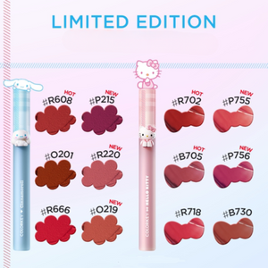 COLORKEY X Cinnamoroll / Hello Kitty Airy Velvet Lip Lacquer and Airy Lip Mirror Series Colorkey珂拉琪玉桂狗/凯蒂猫唇釉丝绒雾面口红