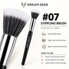 Dream Deer #07 Stippling Brush — synthetic bristle closeup and blush application guide