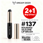 Dream Deer #137 Rounded Silicone Lip Brush — black handle with protective cap — Buy 2 Free 1