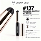 Dream Deer #137 Rounded Silicone Lip Brush — rounded black silicone tip with cap and lip colour blending guide