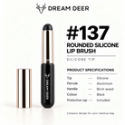 Dream Deer #137 Rounded Silicone Lip Brush — silicone tip aluminium ferrule black birch wood handle protective cap included